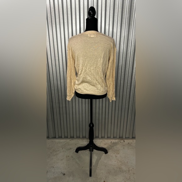 Women’s Magaschoni Tan Designer Long Sleeve Scoop Neck Sweater Cashmere Small - Picture 2 of 3